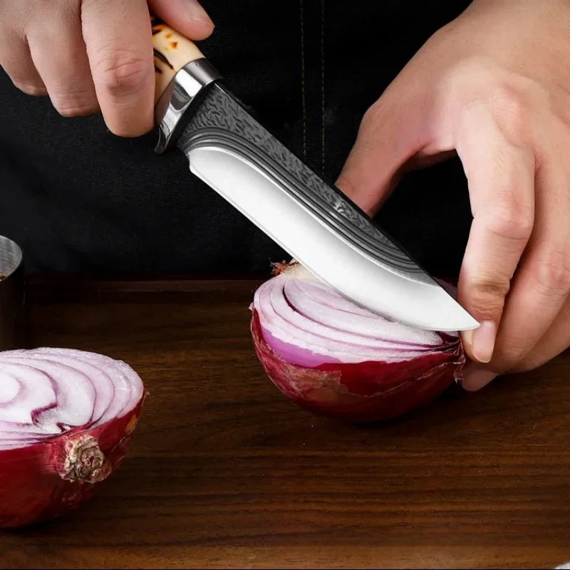 Kitchen-Friendly Meat Cutting Tool - Compact Straight Knife for Portability and High-Hardness Slicing - Ideal for Eating Meat