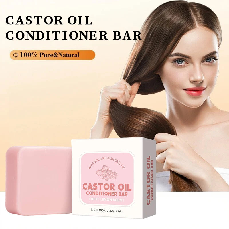 Castor Oil Conditioner Soap Bar,Moisturizing Nourishing Solid Shampoo,Strengthen Hair Roots Care,For Dry Frizzy Damaged Hair
