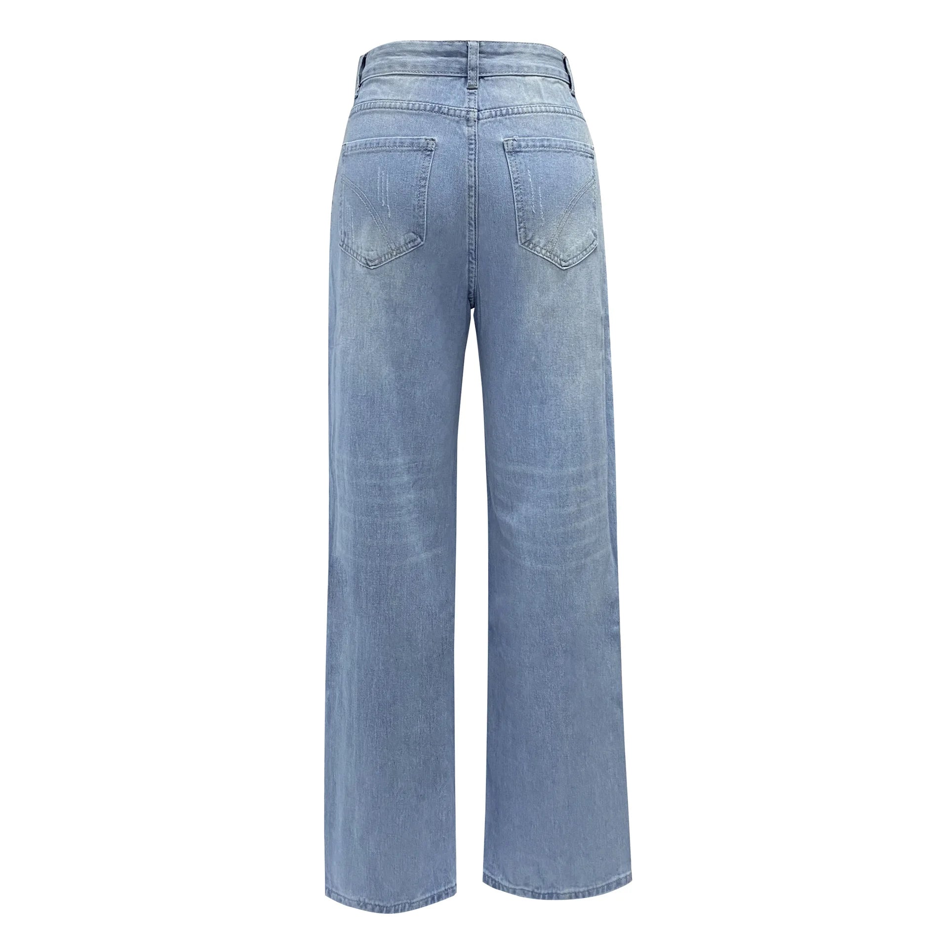 Ripped Jeans for Women Hole High Waist Mom Jeans Flare Pant Denim Autumn 2024 Casual Long Streetwear Trousers Capris Baggy Jeans