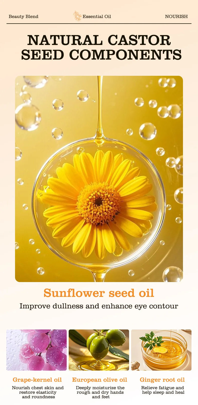 Castor Oil Eye Serum Anti-wrinkle Remove Dark Circles Eye Bags Anti-puffiness Lift Firm Moisturize Nourish Massage Eye Care 10ml