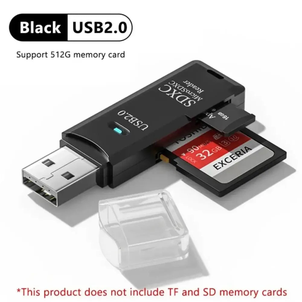 Multi Functional 2 In 1 High-speed USB 3.0/2.0 Card Reader Supports TF+SD Computer Tablet Camera Laptop Car Mounted