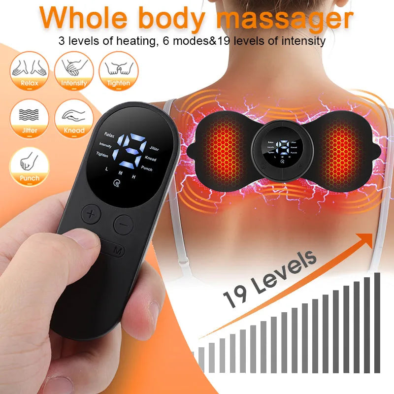 Multi functional full body universal heating massager EMS pulse digital display screen massager 6-speed 19 gear massage patch