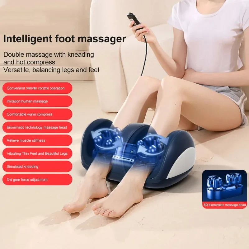 Electric Foot & Calf Massager - Shiatsu Kneading Relaxation Device with Heat