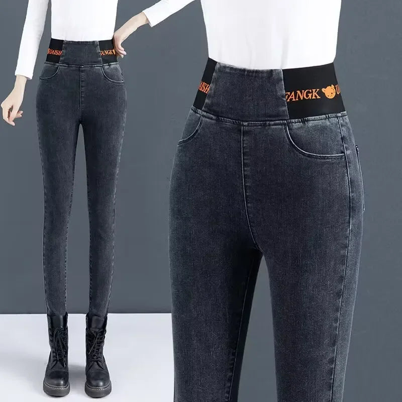Jeans Oversize 26-38 Slim Denim Pants Women's High Waist Skinny Jean Vintage Wash Pencil Stretch Vaqueros Leggings Pantalones