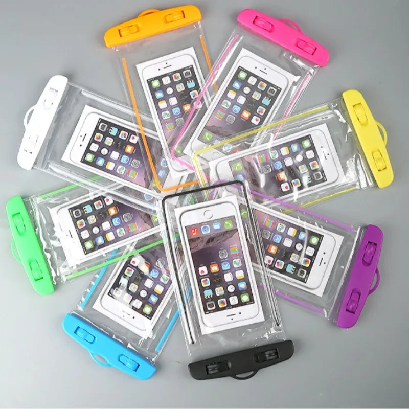 PVC Transparent Waterproof Phone Pouch Luminous Touchscreen Dry Bag with Seal Lock for Swimming Diving Hot Spring Rafting