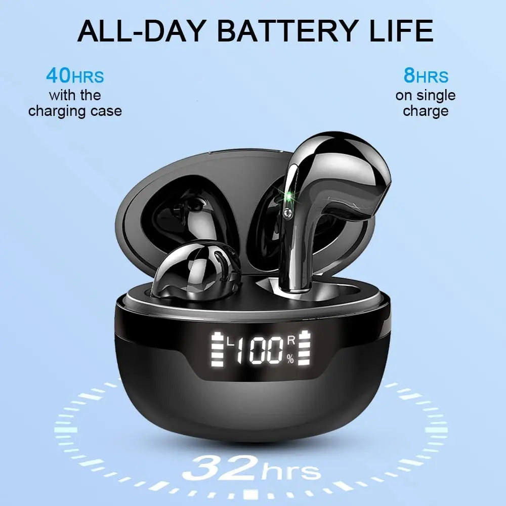 New Bluetooth 5.4 Earphones J97 Wireless Headphones LED TWS With Dual Microphone Earpiece CVC8.0 Noise Cancel Headsets Earbuds