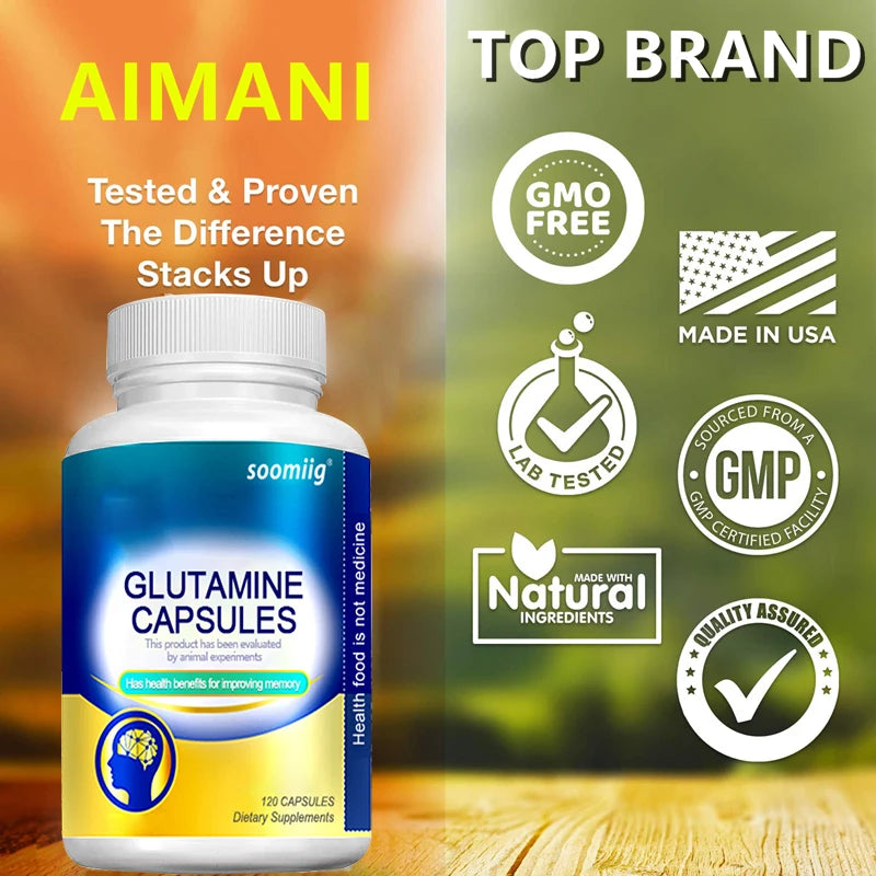 L-Glutamine - Supports Digestive , Gut Health and Promotes Muscle Growth and Recovery, Improves Immunity - 120 Capsules