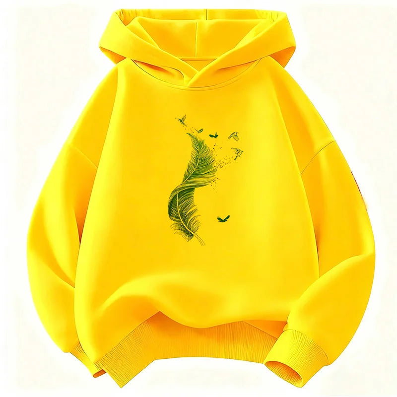 Vintage Leaf Design Hoodie Retro Children's Sweatshirt Hoody Casual Hoodies for Boys Girls Clothes Fashion
