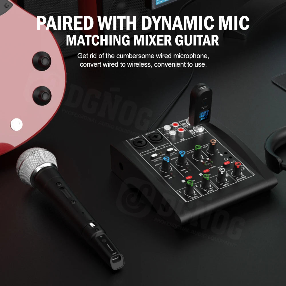 Wireless Microphone Transmitter Receiver System UHF XLR Adapter System for Dynamic Microphone Guitar Audio Mixer PA System DGNOG