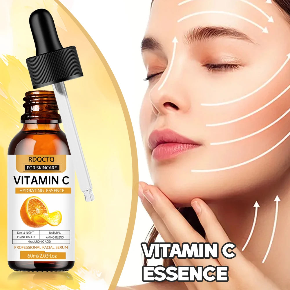 Vitamin C Facial Serum - Hydrating Face Essence with Hyaluronic Acid & Amino Acid Complex - Plant Extract Formula for Day Night