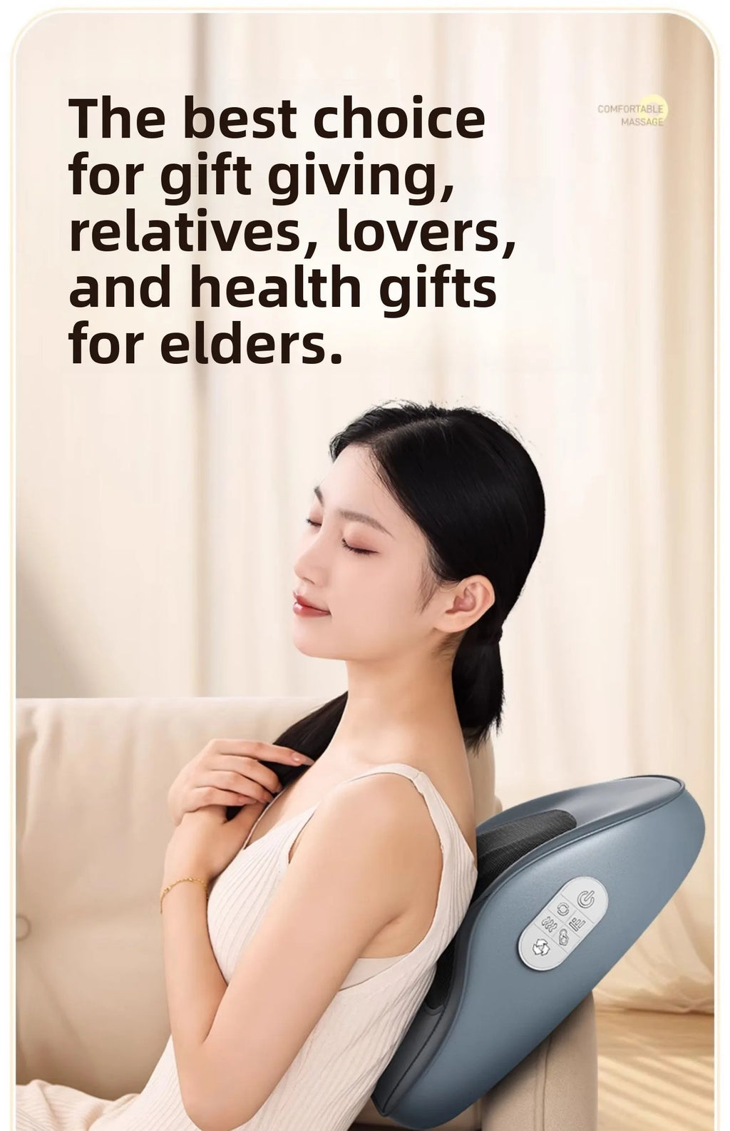 Back Massager for Deep Shiatsu Lower Back Neck Massager with Heat 3D Kneading Massage Pillow Shoulder Legs Gifts for Mom Dad Wom