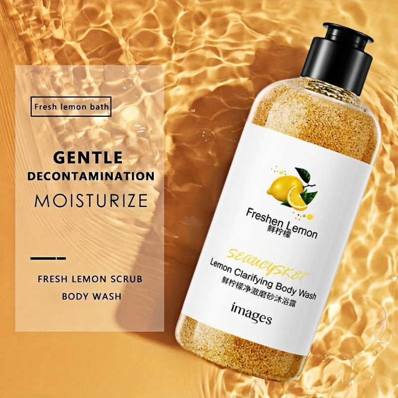 300ml Lemon Scrub Shower Gel - Alcohol-Free, Moisturizing & Nourishing Body Wash