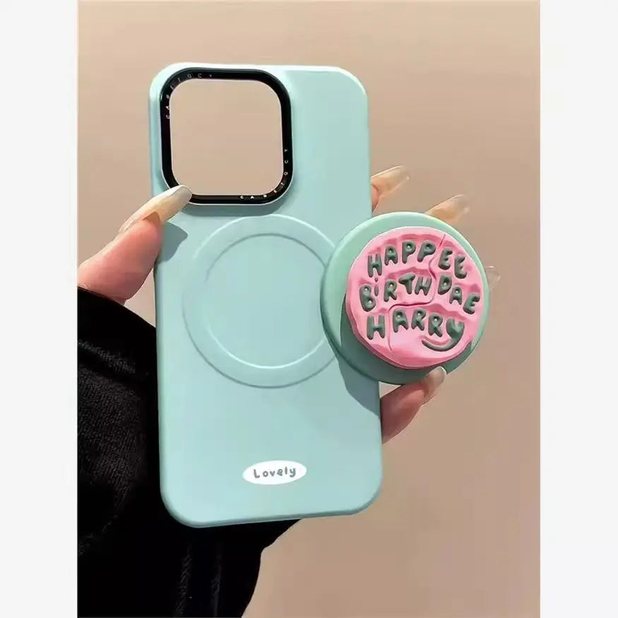 INS Cute English Letter Pink Magnetic Holder Grip Tok Phone Stand Support for IPhone 17 For for Pad Magsafe Smart Tok Bracket