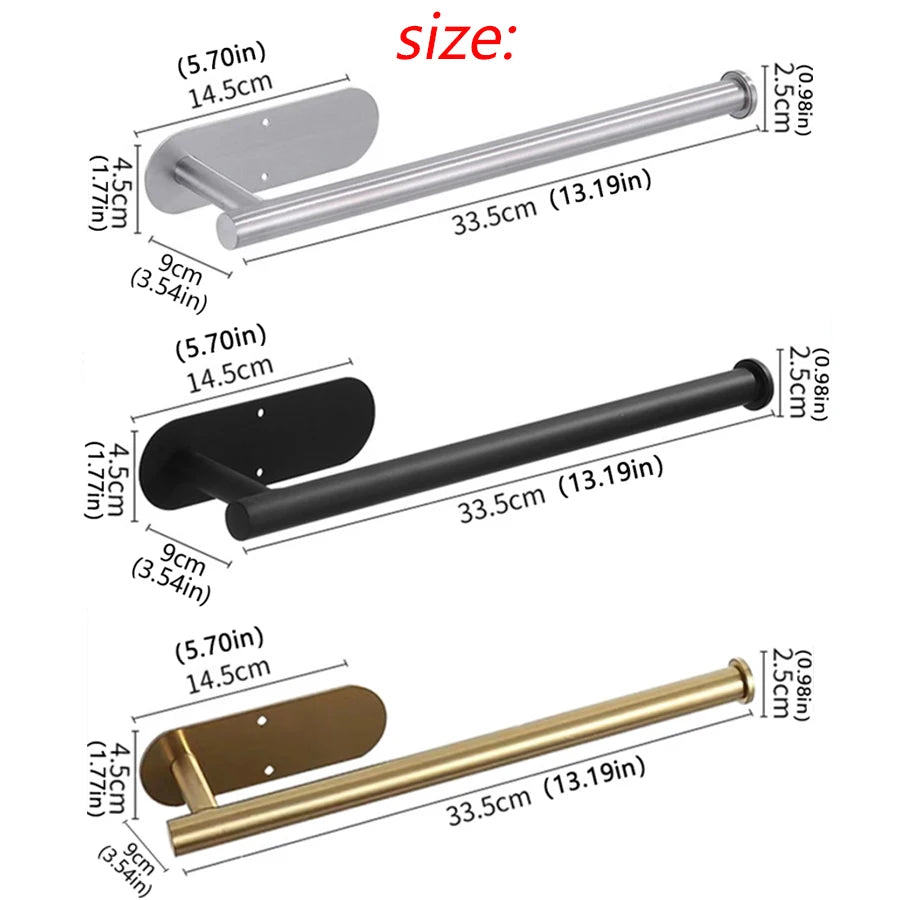 Kitchen Paper Towel Holder Adhesive Tissue Hanger Toilet Roll Paper Dispenser Cabinet Storage Napkin Rack Bathroom Accessories