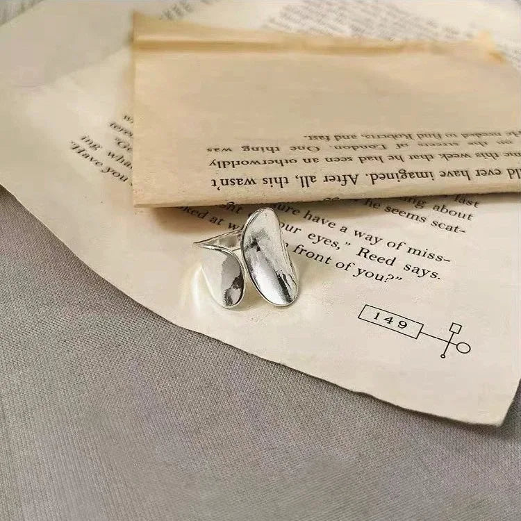 925 Sterling Silver Rings For Women Simple Vintage Handmade Adjustable Finger Big Shinning Ring Fashion Band Female Bijoux Gift