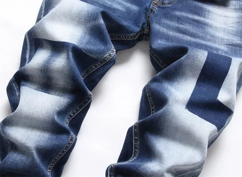 Men Ripped Skinny Denim Jeans Blue Holes Jeans Italian Style Stretch Denim Pants High Quality Male Slim Fit Denim Trousers  38