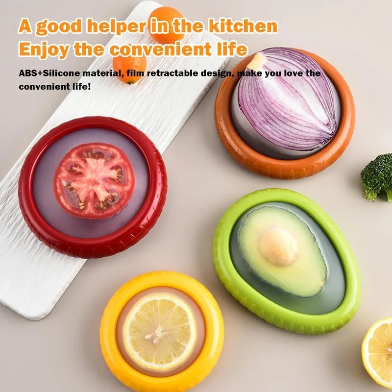 4 Fresh Fruit Storage Box, Fruit Saver Containers,Reusable Silicone Food Savers Fridge Storage Boxes,Fruit Storage Containers