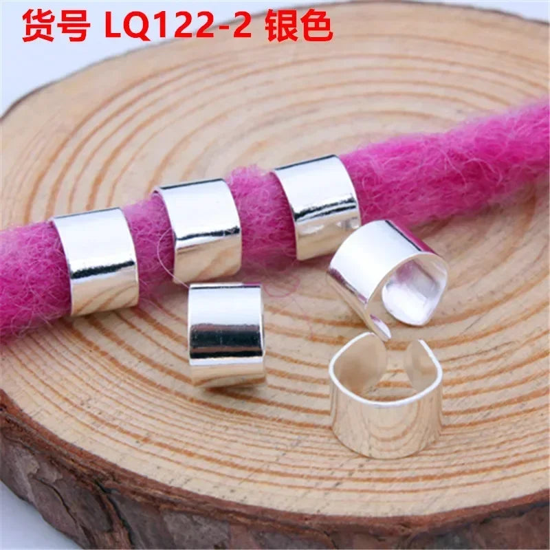 10/20pcs Hair Dreadlock Dread Beads Metal Cuff Tube Charms Hair Braid Rings Non-Piercing Ear Clip Beard Jewelry Hair Accessories