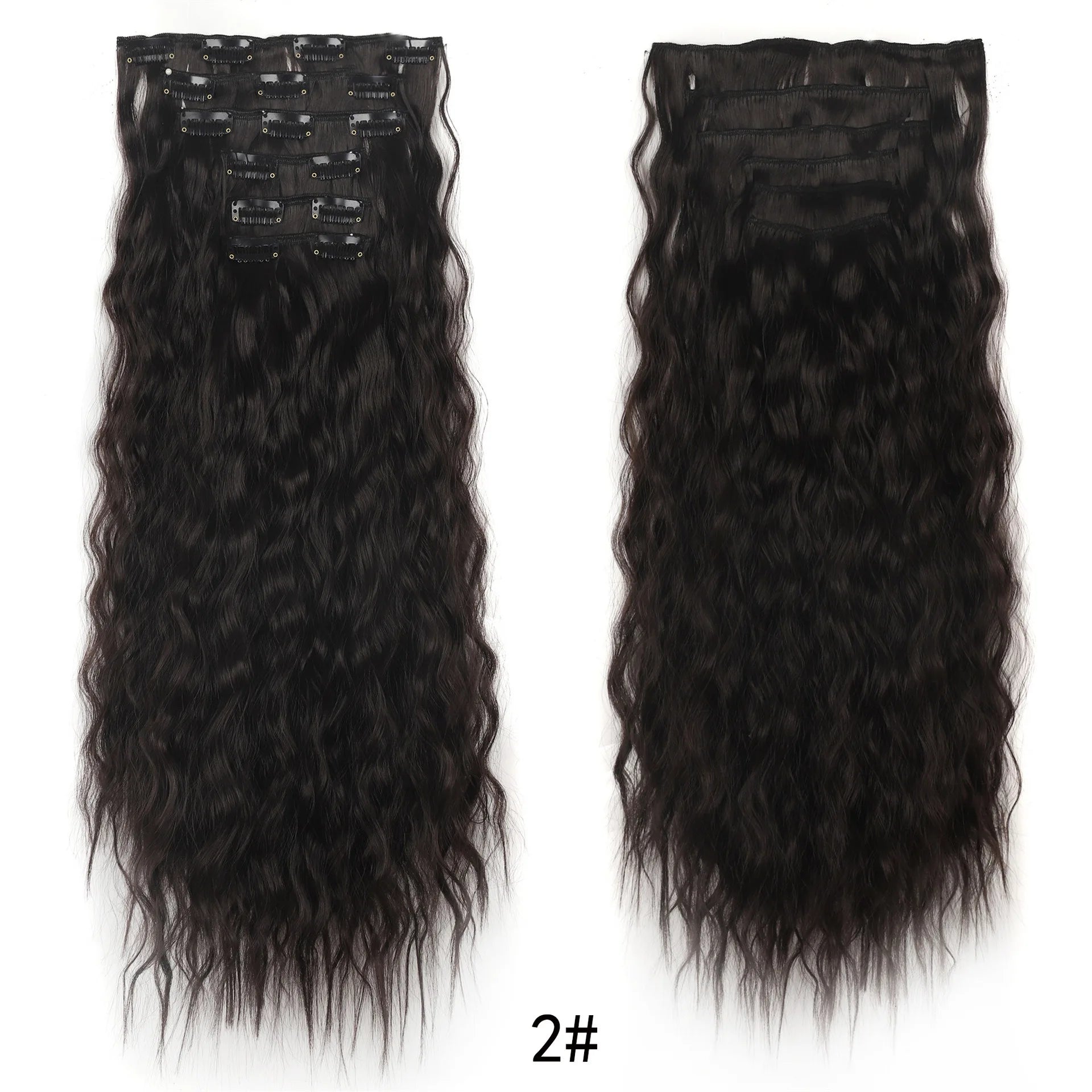 Synthetic Clip In Hair Extensions 6PCS Set Kinky Curly 24inch Long  Clip On Hairpiece Style For Women Girls Daily Party