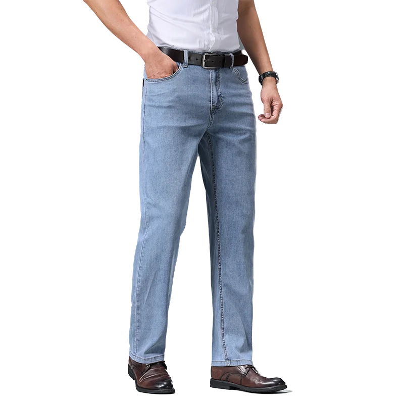 Men's Fashionable Jeans All-Season Cotton Blend Straight-Leg Pants Trendy Minimalist Versatile Casual Style Denim Wear Size29-42