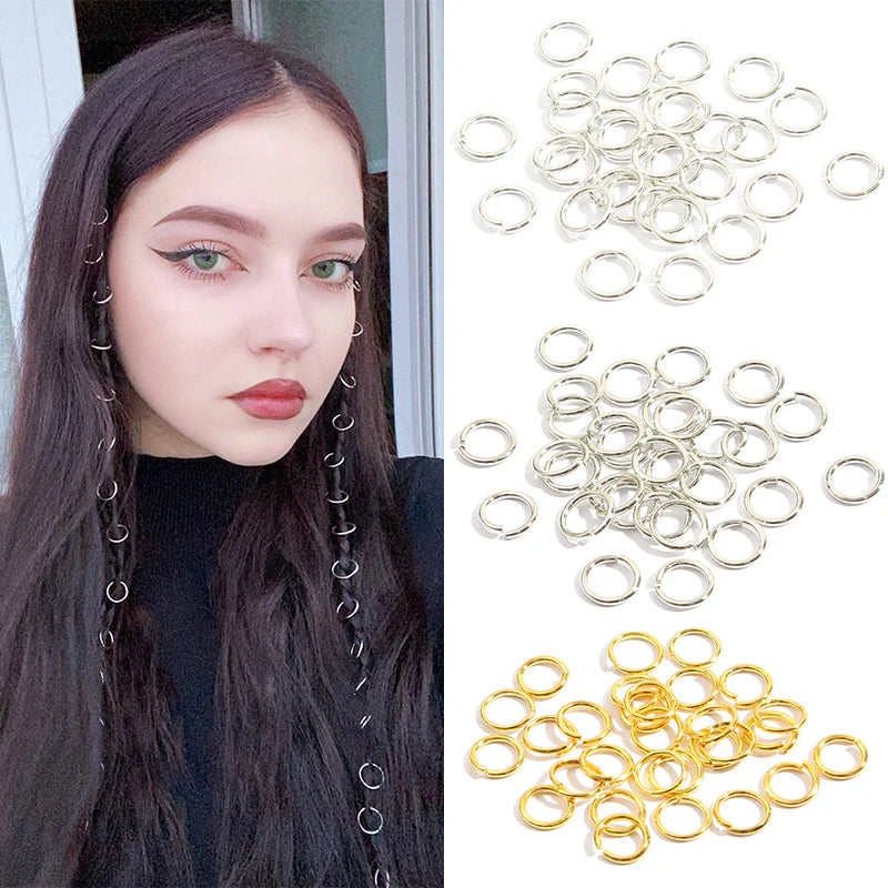 100Pcs Kids Dreadlocks Styling Tool Metal African Hair Rings Beads Cuffs Tubes Charms Dread Jewelry DIY Hair Braider Accessories