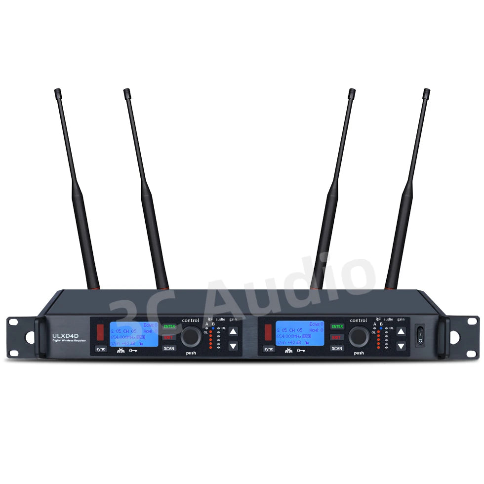 ULXD4D 600MHz Headset&Lavalier Professional Wireless Microphone UHF True Diversity 2-Channels System Church Stage Performance