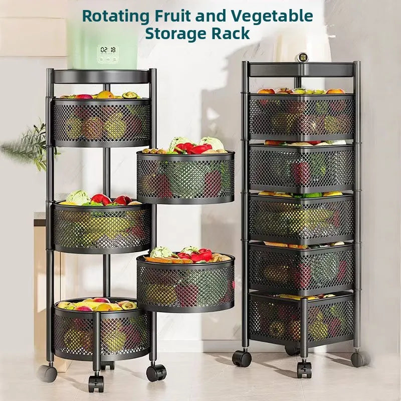 Home Use Rotating Multi-Layer Mobile Storage Ra Frie  Vegetable Fruit Storage elf Kitchen Organization No Installation
