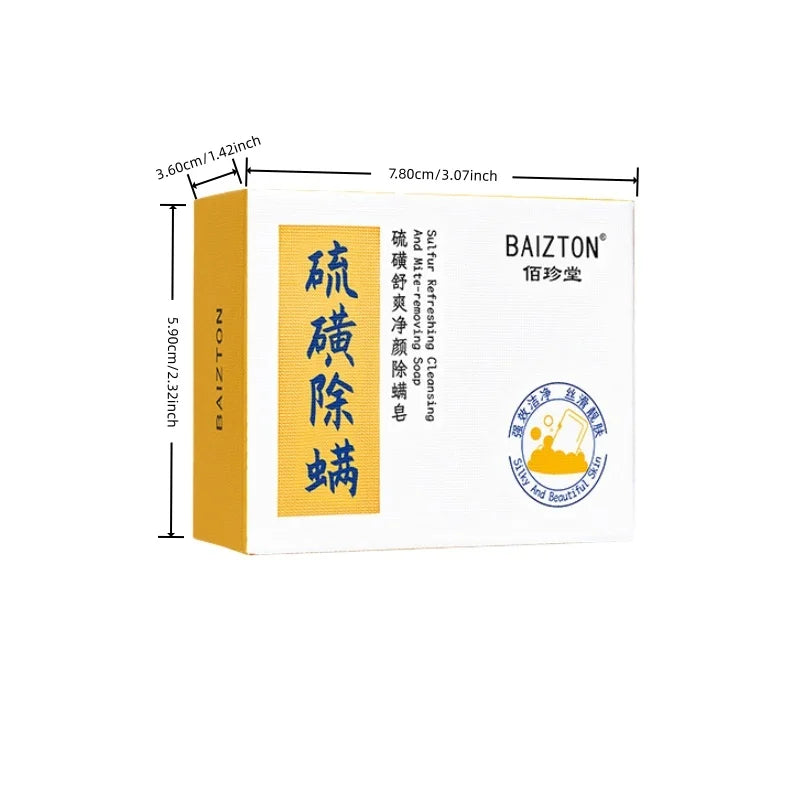 100g Sulfur Refreshing Cleansing Soap, Contains Sulfur, Aloe Vera Leaf Extract, Deeply Cleanses, Moisturizes, and Removes Facial Impurities, Refreshes and Controls Oil, Improves Dry Skin