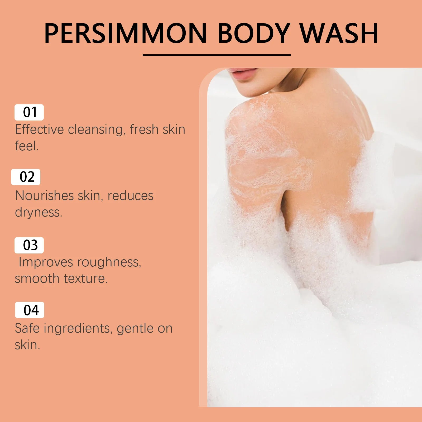 Persimmon Fresh Shower Gel cleanses body dirt and oil, leaving a refreshing feel and smooth texture.