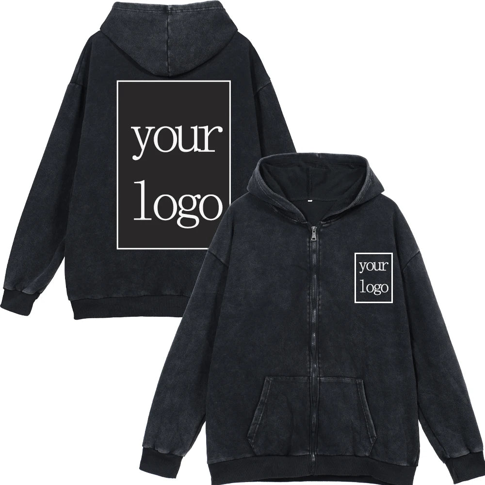 100% Cotton Men's Clothing Vintage Black Acid Wash Hoodies Men Women Oversized Hip Hop Sweatshirts Casual Pullover Y2K Clothes