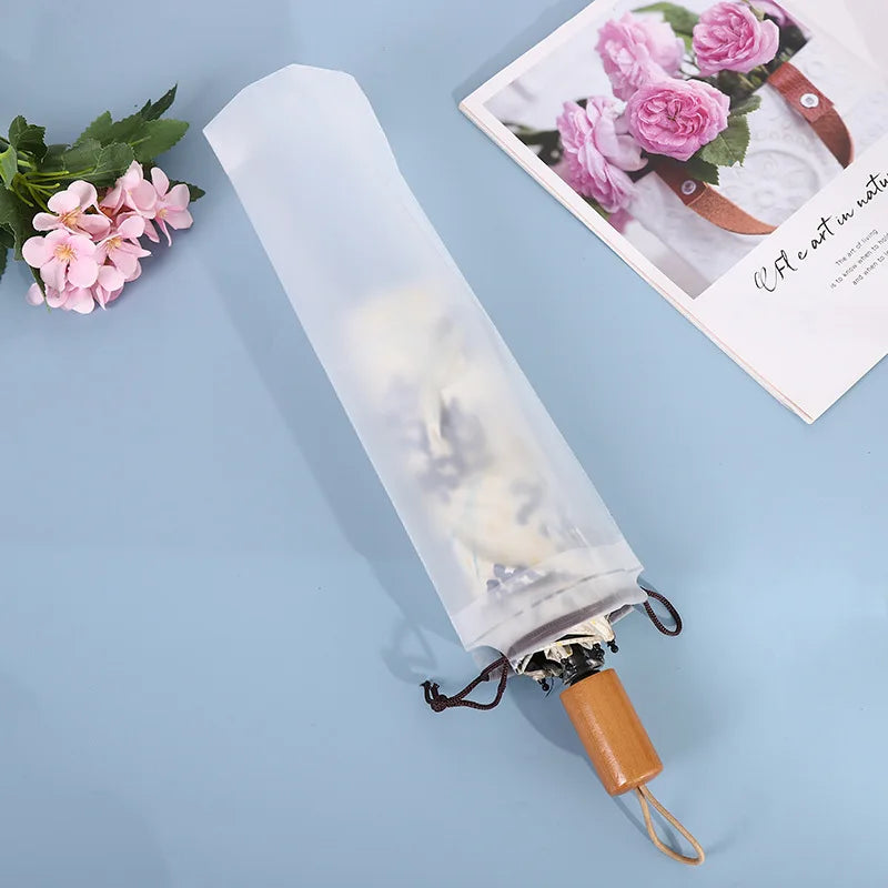 5pcs Transparent Waterproof Umbrella Storage Bag Portable Reusable Drawstring Bag Home Storage Organizer Umbrella Accessories