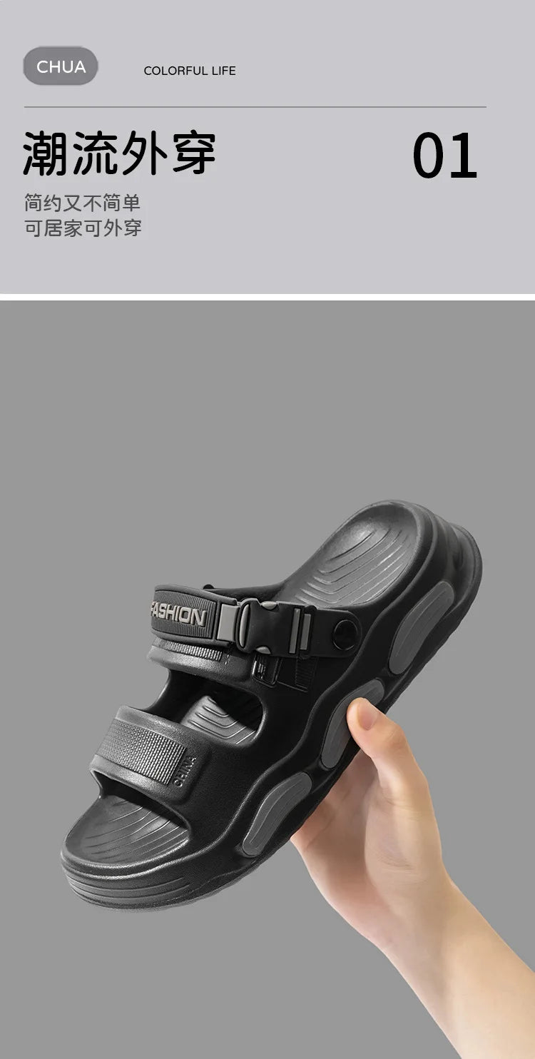 Men's Cloud Soft Thong Slippers Two-Way Wear Thick Bottom Waterproof Non-Slip Driving Comfortable Summer Sandals