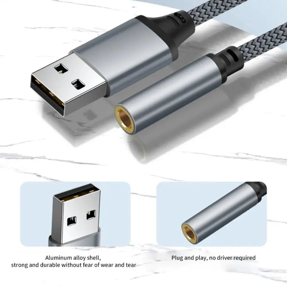 USB To 3.5mm Headphone Adapter High Fidelity HIFI Earphone Adapter Portable Audio Wired Headset Converter For Headphones/Phone
