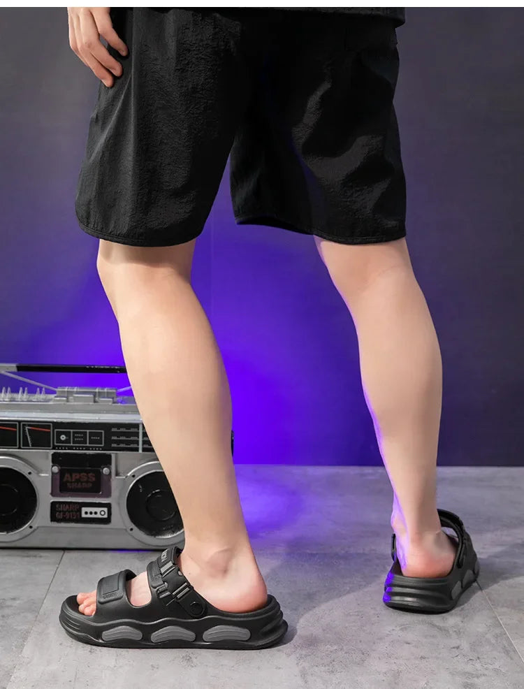Men's Cloud Soft Thong Slippers Two-Way Wear Thick Bottom Waterproof Non-Slip Driving Comfortable Summer Sandals