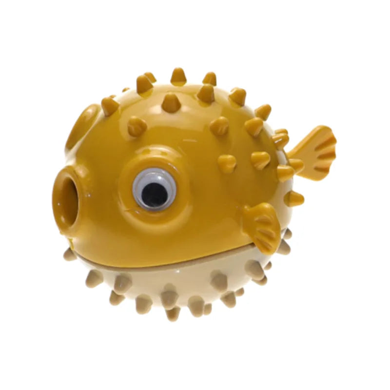 Bouncing Puffer Fish Dog Toy: Treat-Dispensing Chew-Resistant Ball for Dental Health - Fun for Corgi, Poodle, Golden Retriever