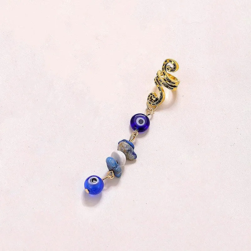 1/3pcs Blue Stone Pendant Hair Rings Dreadlock Styling Accessories Cuff Clip Hair Braid Dirty Spiral Braid Beads Hairpin Jewelry