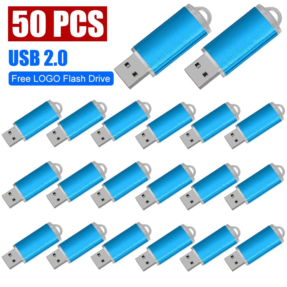 50/PCS LOT USB 2.0 Flash Drive 128GB Colorful Memory Stick 64GB Wedding Gift Pen Drive 32G 16G Pendrive Free Custom Logo