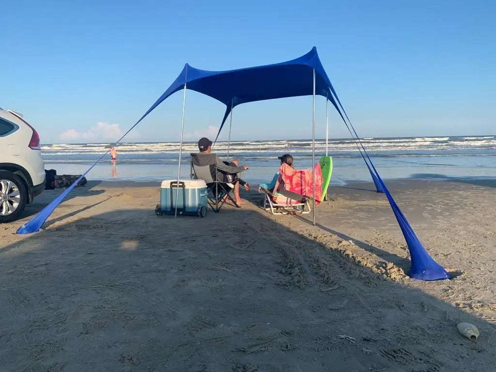 Family Ultralight Beach Awning, Sun Shade Tent with Sandbag, UPF50 + UV Portable Canopy, 2.1m * 1.6m