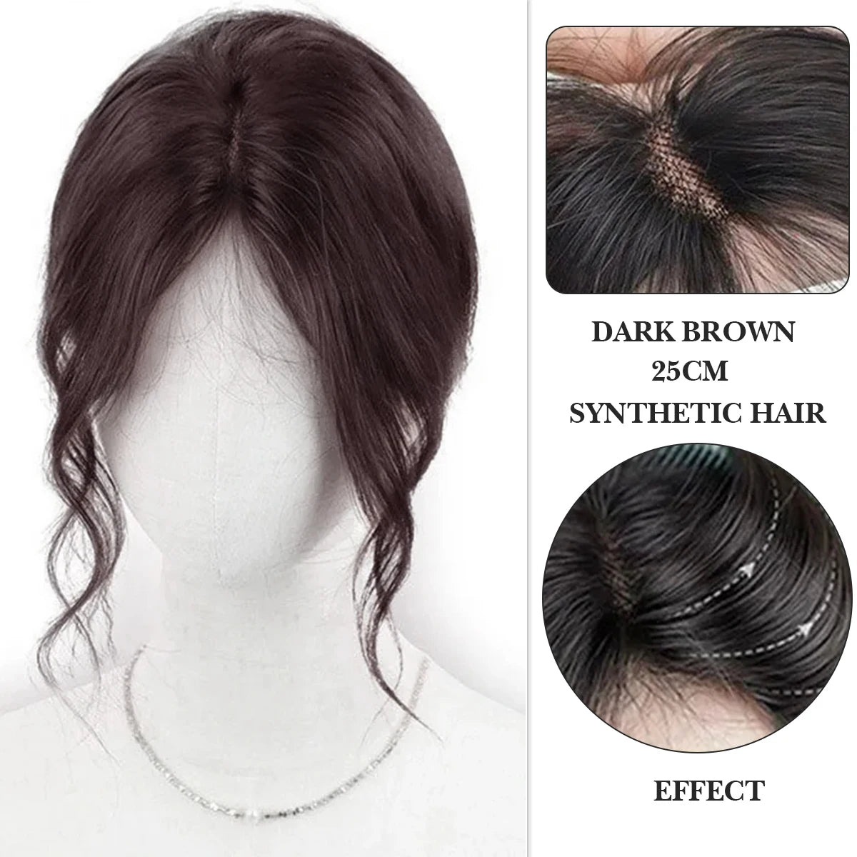 Synthetic Topper with Bangs S Curly 3D French banks Women's Hairpiece Clip In Extension For Hair Volume Non-Remy Machine