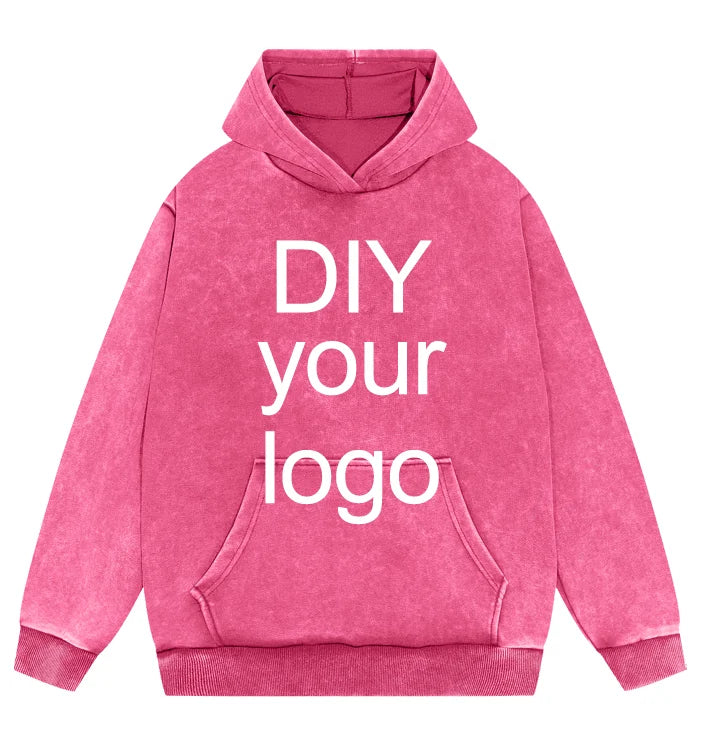 Washed Retro Hoodies 5 Colors 100%Cotton Hoody Customized Personalized Pattern Customization Pullover Team Logo Company Logo