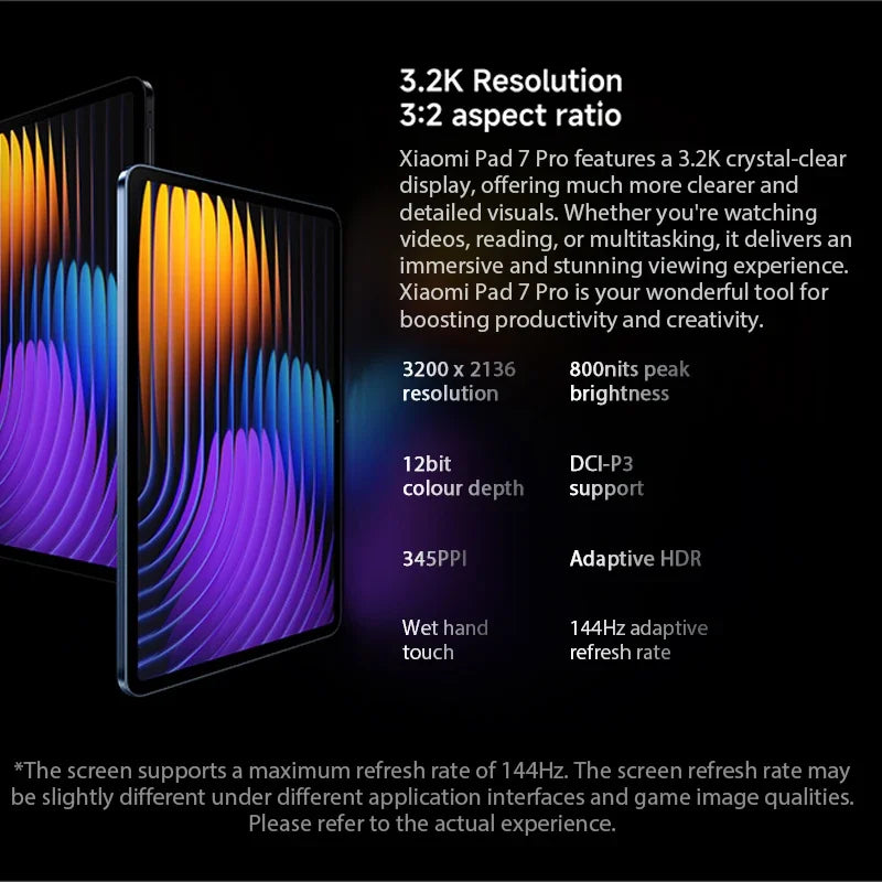 Xiaomi Pad 7 Pro Global Version Mi Tablet Snapdragon 8s Gen 3 Adreno GPU 11.2" 3.2K 144Hz Display 67W HyperCharge 8850mAh
