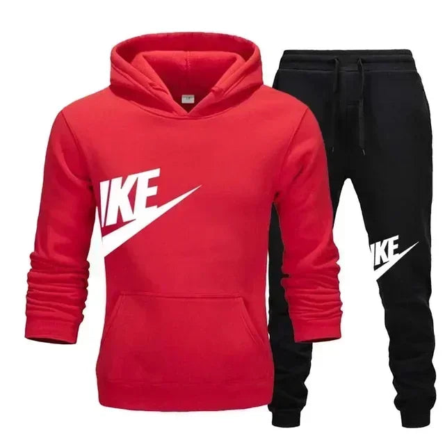A new autumn and winter men's casual sportswear set of 2-piece hooded sweatshirt and long pants for outdoor fashionable jogging