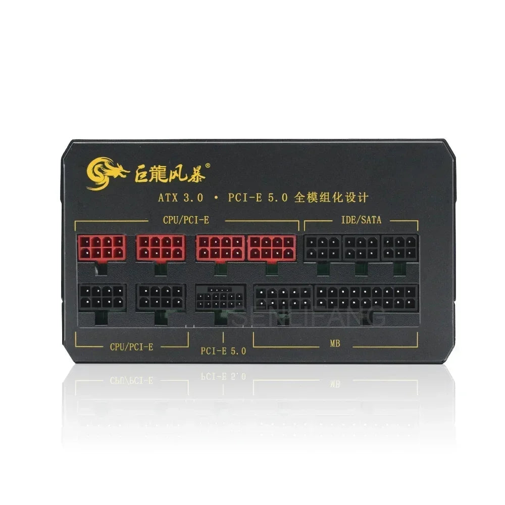 14MM Fan Support Dual CPU 1600W Power Supply ATX 3.0 PCIe 5.0 Unit Professional E-Sports Video Game Computer PSU PC Active PFC