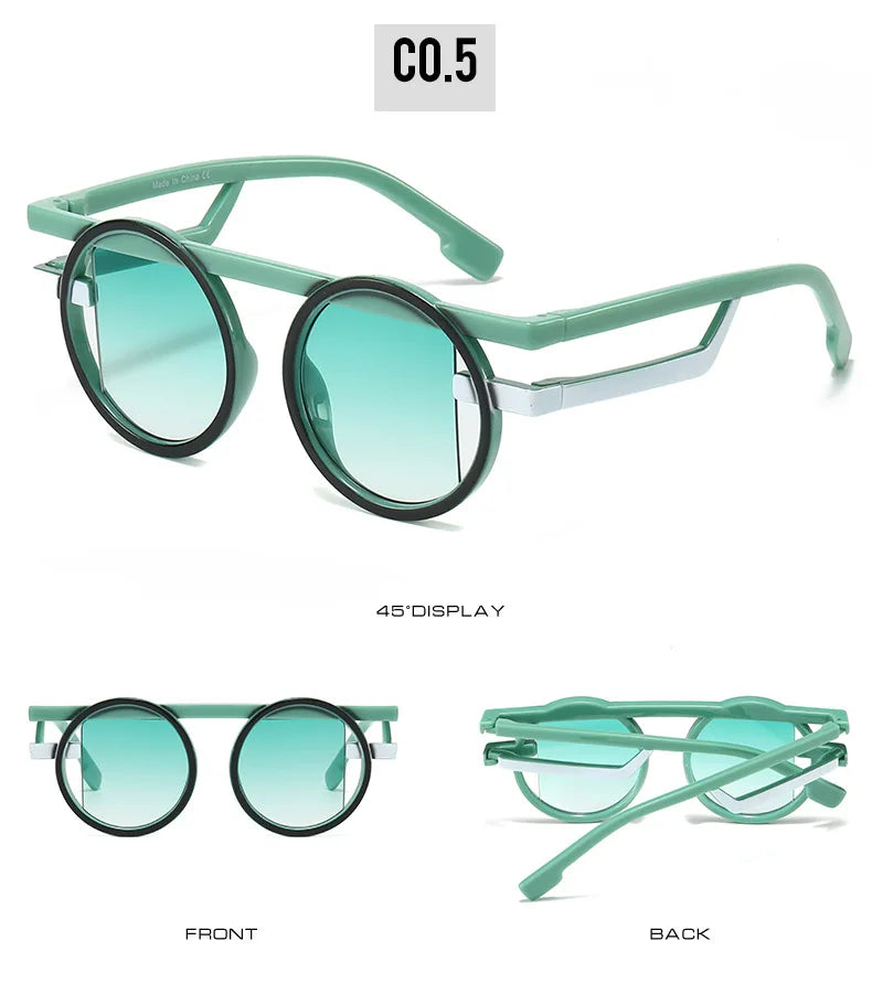 Retro Punk Style Small round Sunglasses UV400 Gradient Shades Unisex Fashion Sun Glasses for Men And Women