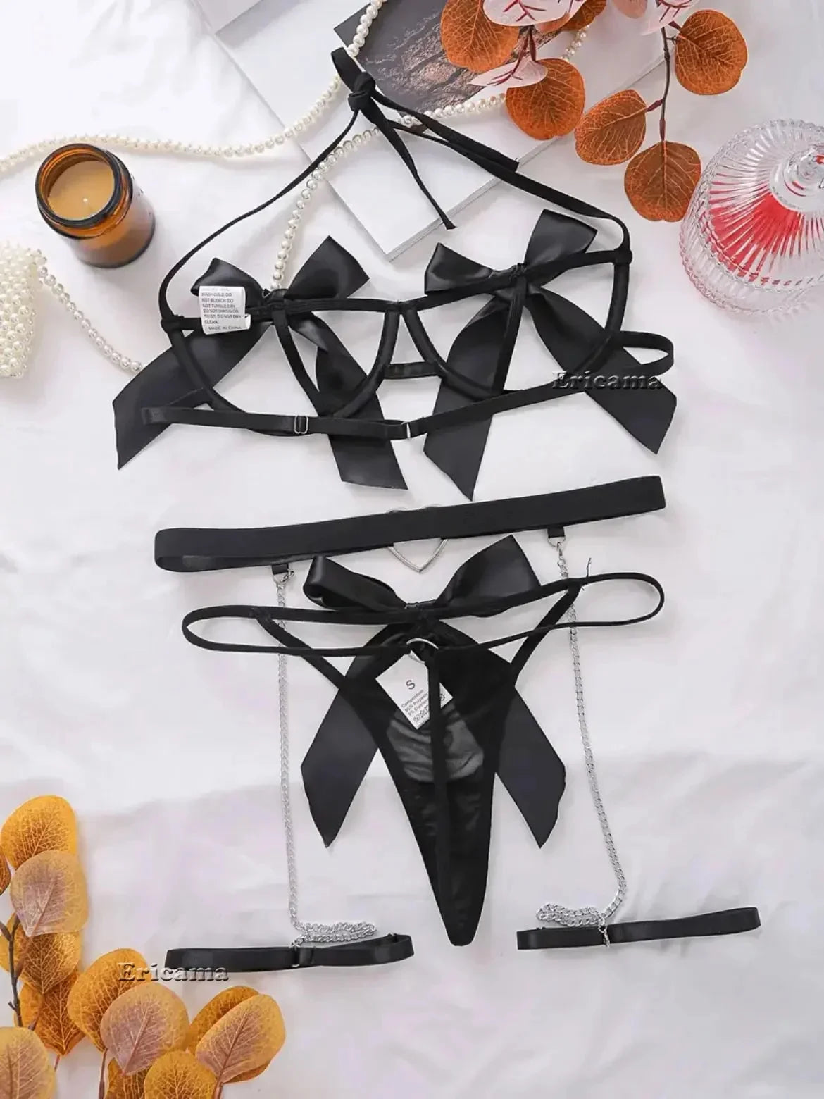 Women's Lace Garter Lingerie Set — Underwire Bra & Thong