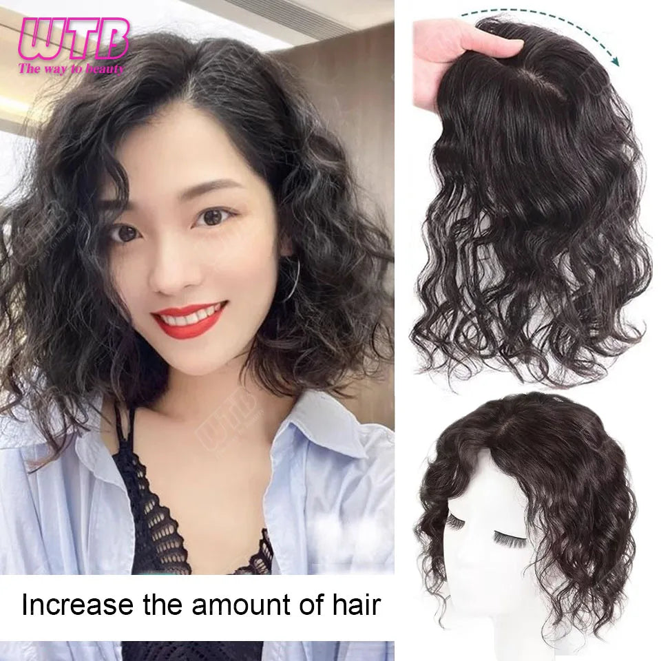 Synthetic Clip In Hair Extension Short Curly Toupee Hairpiece for Women With Thinning Hair Increase Hair Volume