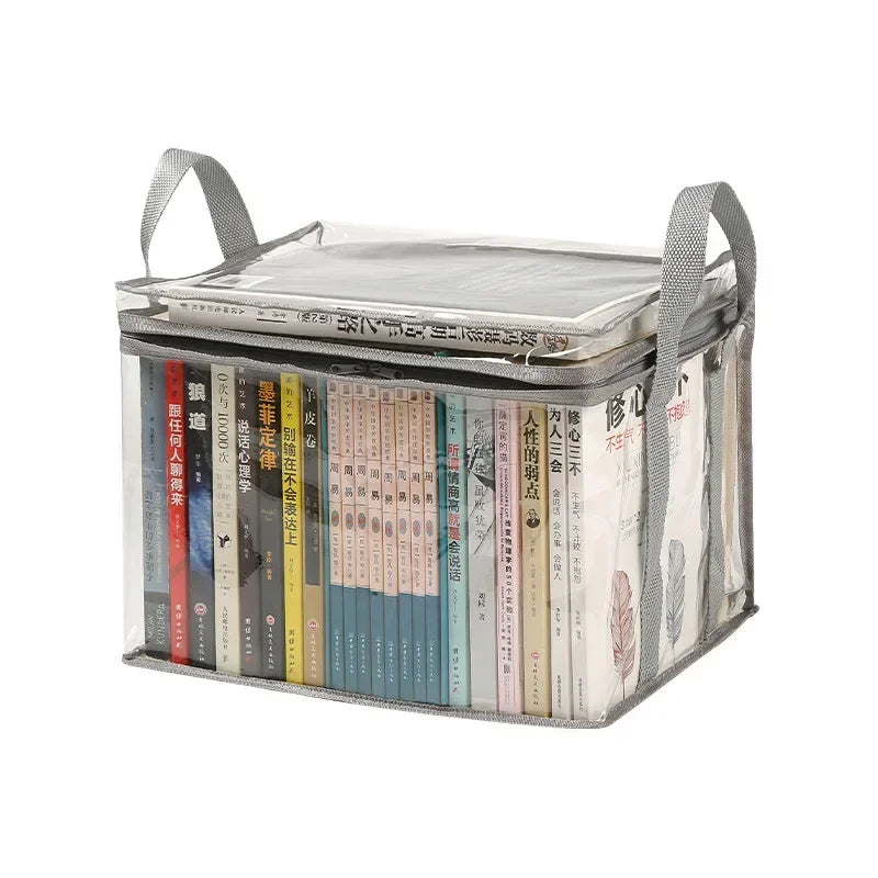 Foldable book box student dormitory classroom book organizer transparent waterproof household book organizing storage box