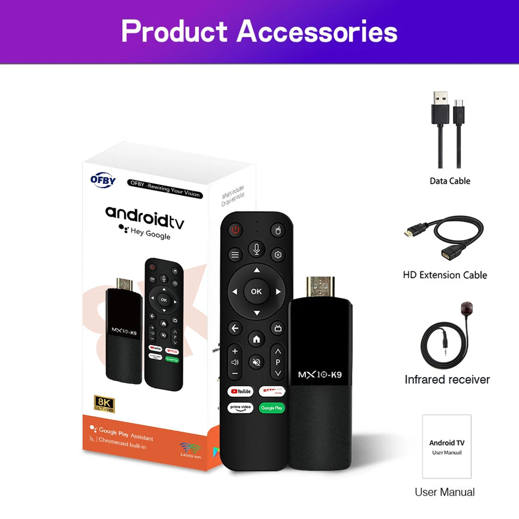 New Fire TV Stick 4k OFBY K9 Allwinner H313 Chip 2GB RAM 16GB ROM Android 13 OS TV Stick HD Picture Quality Fast Streaming