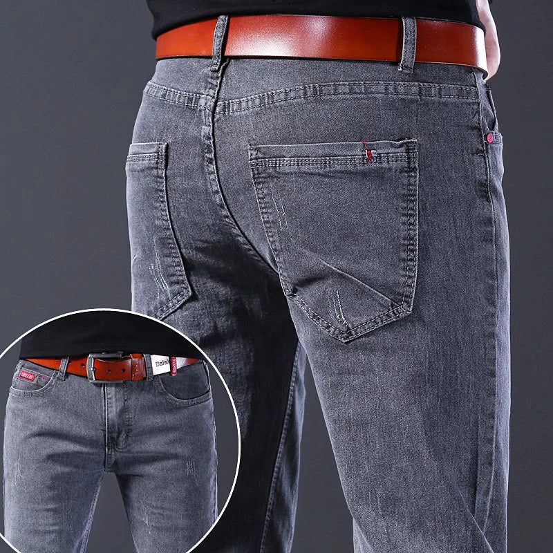 2025 New Men Fashion Comfortable slim fit Jeans Male Loose Straight Smart Casual Denim Pants Elasticity look taller Trousers
