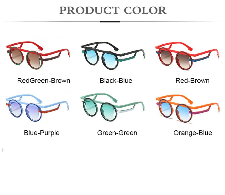 Retro Punk Style Small round Sunglasses UV400 Gradient Shades Unisex Fashion Sun Glasses for Men And Women